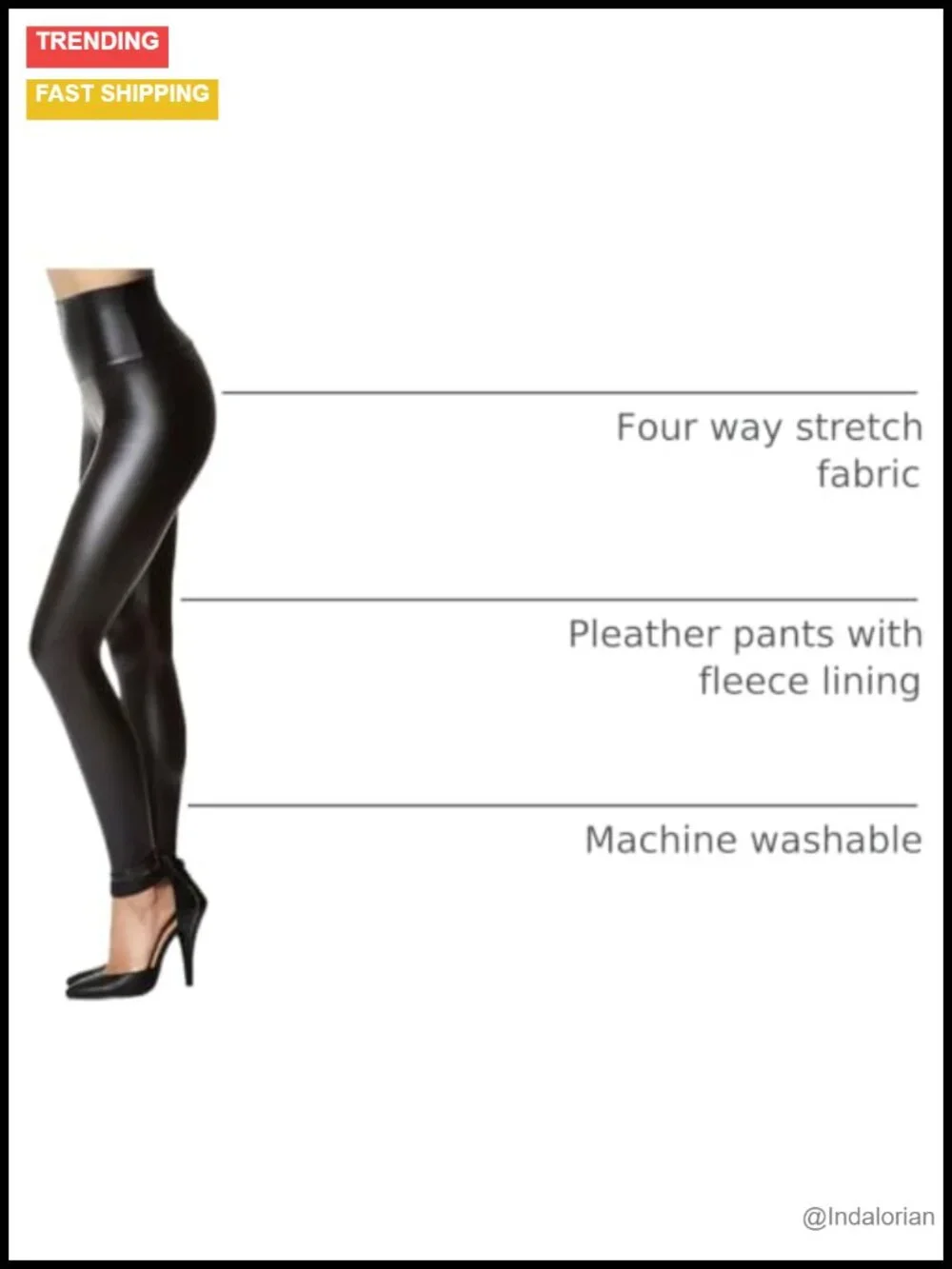 Faux Leather Leggings for Women High Waist Fleece Lined Stretchy Tummy Control